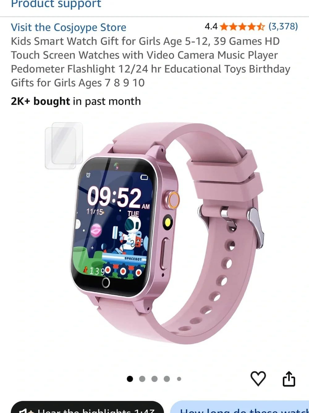 Smartwatch Fitness Tracker - Mauve Pink